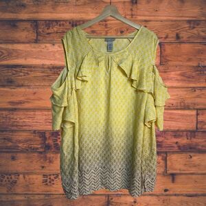 5 for $25🔥Catherines Ombre‎ Yellow Cold Shoulder Blouse 3X (26/28W)